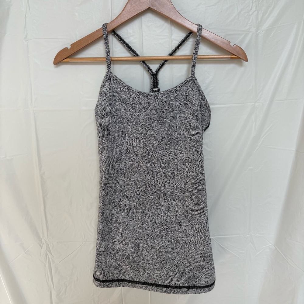 Lululemon Power Y Black & White Speckled Racerback Tank Size 4